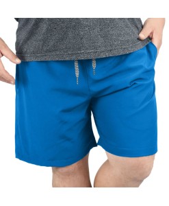 Short Bermuda Tactel Elastano Extra Grande Plus size Liso Azul Aço